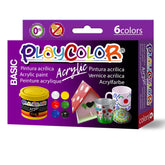 PINTURA PLAYCOLOR ACRYLIC BASIC 6 X 40 ML SURTIDO Y PINCEL | 1 UNIDADES | (INSTANT)